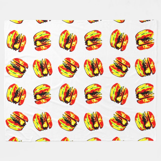 Manta Polar Patrón de hamburguesas (Frente (Horizontal))