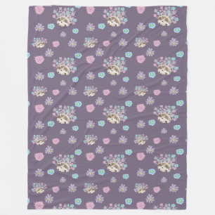 Manta Polar patrón de hedgehog y flores