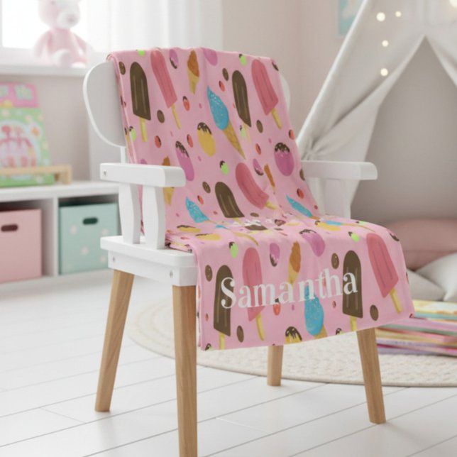 Manta Polar Patrón de Helado Rosa Personalizado (Subido por el creador)