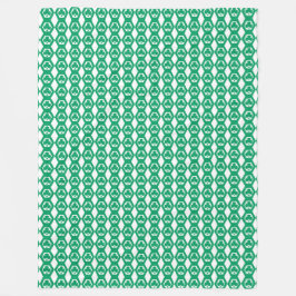 Manta Polar Patrón de Hexágono Blanco Verde Trébol