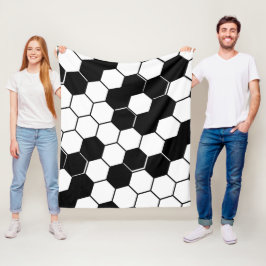 Manta Polar Patrón de hexágono geométrico de Honeycomb negro y