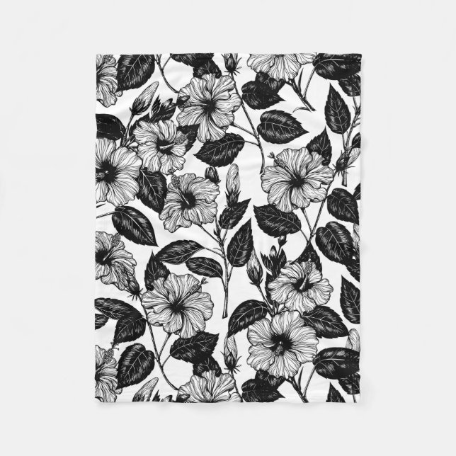 Manta Polar Patrón de Hibiscus (Anverso)