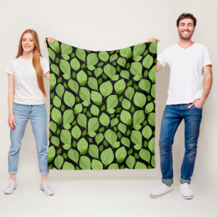 Manta Polar Patrón de hierba de hoja de la Cuenca Verde 