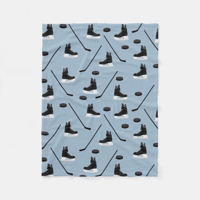 Manta Polar Patrón de hockey sobre hielo azul y seco (Anverso)