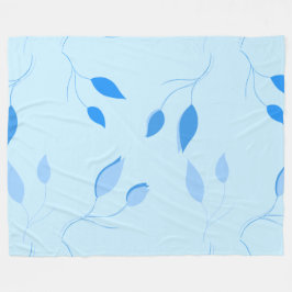 Manta Polar Patrón de hoja azul botánico suave