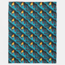 Manta Polar Patrón de hoja de palma verde