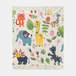 Manta Polar Patrón de hoja de pasto de jungla animal