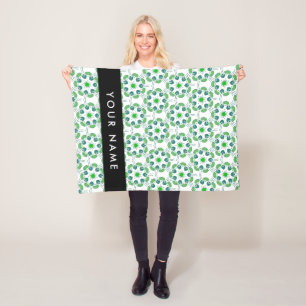 Manta Polar Patrón de Hoja, Hojas Verdes, Tu Nombre