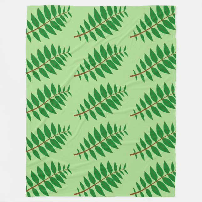Manta Polar Patrón de hoja verde (Anverso)