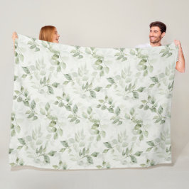 Manta Polar Patrón de hoja verde botánica