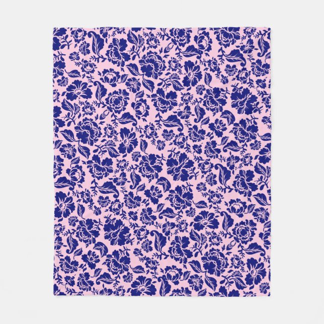 Manta Polar Patrón de hojas.13.bw BG rosa (Anverso)