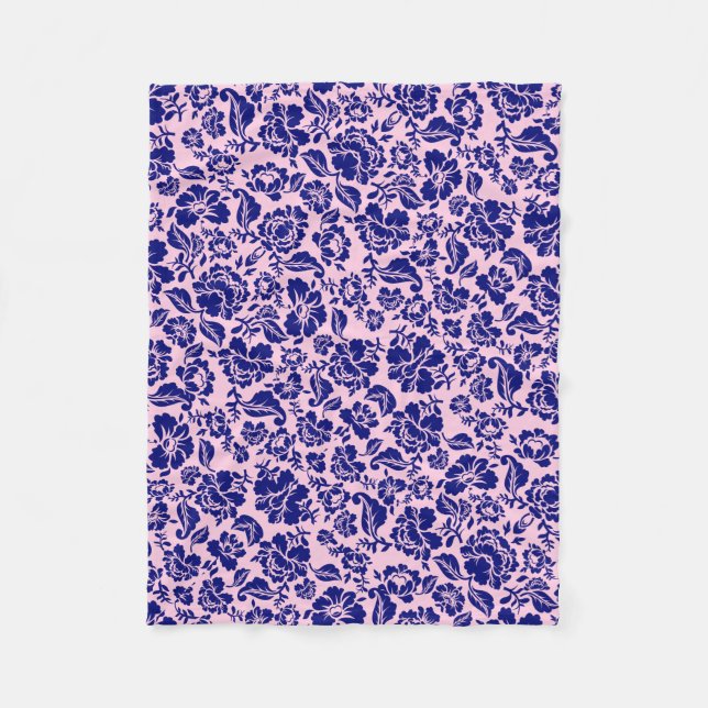 Manta Polar Patrón de hojas.13.bw BG rosa (Anverso)