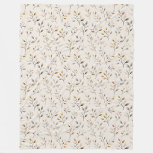 Manta Polar Patrón de hojas botánicas neutras boho beige crema