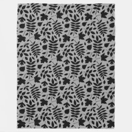 Manta Polar Patrón de hojas caídas negro sobre gris
