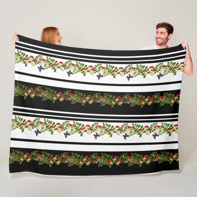 Manta Polar Patrón de hojas de mariposa rowanberry sin soldadu (In situ)