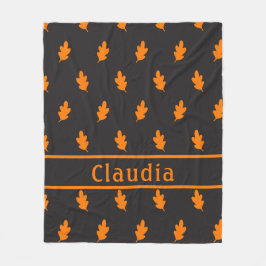 Manta Polar Patrón de hojas de otoño negro