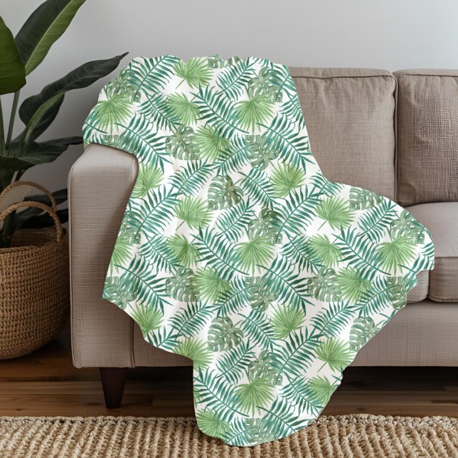 Manta Polar Patrón de hojas de palma modernos (Modern Palm Leaves Pattern Fleece Blanket)