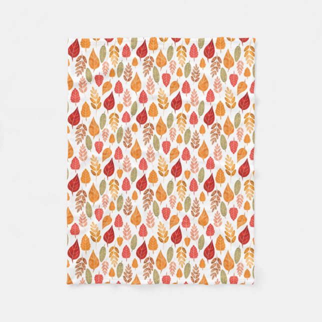 Manta Polar Patrón de hojas otoñales pintadas (Anverso)