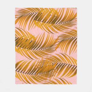 Manta Polar Patrón de hojas realistas tropicales de moda C