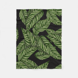 Manta Polar Patrón de hojas tropicales