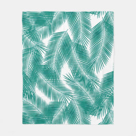 Manta Polar Patrón de hojas tropicales verdes