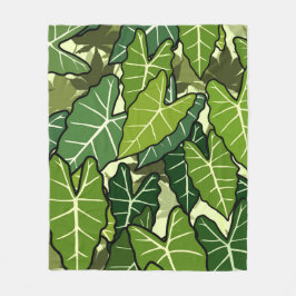 Manta Polar Patrón de hojas verdes