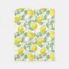Manta Polar Patrón De Hojas Y Lemones