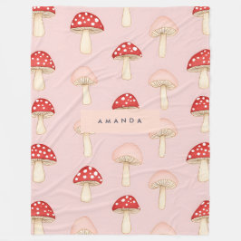 Manta Polar Patrón de hongos rojos y brillantes personalizado