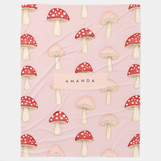 Manta Polar Patrón de hongos rojos y brillantes personalizado (Anverso)