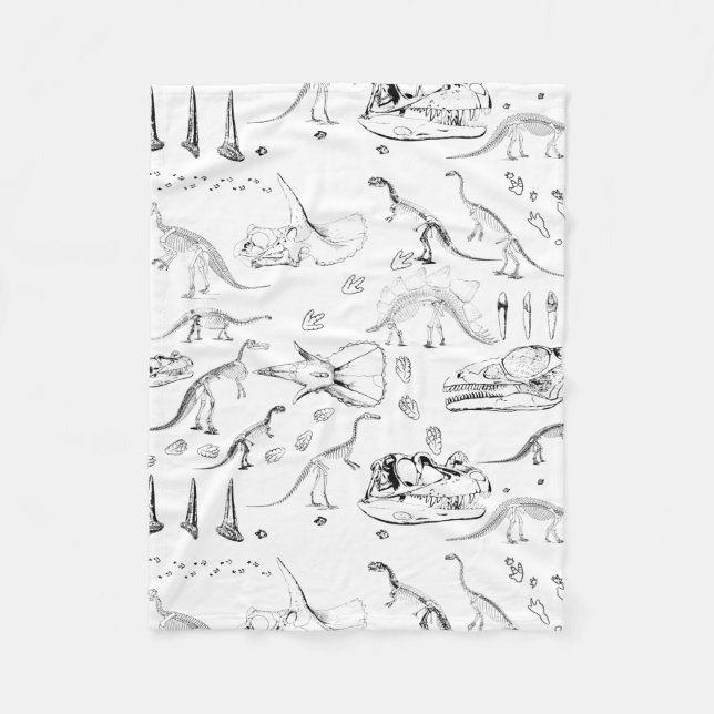 Manta Polar Patrón de huesos fósiles de dinosaurios (Anverso)
