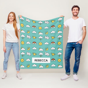 Manta Polar Patrón de iconos de clima bonito y bonito personal