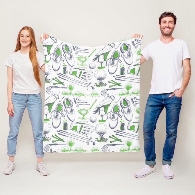 Manta Polar Patrón de iconos de golf verde (In situ)