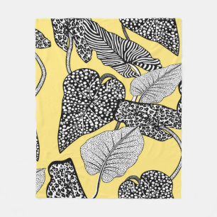 Manta Polar patrón de ilustracion de hojas tropicales y piel