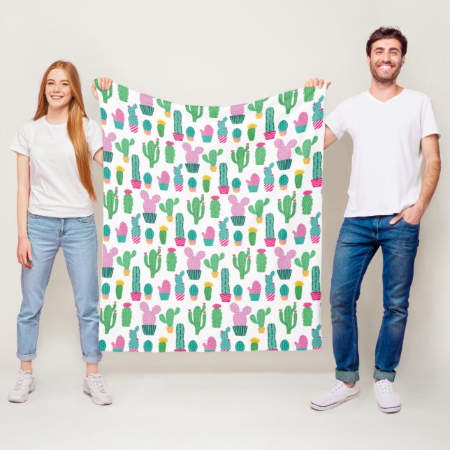 Manta Polar Patrón de Ilustraciones Cactus modernos (In situ)