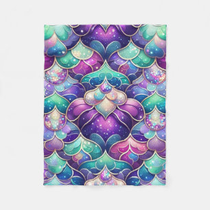 Manta Polar Patrón de impresión de cola de sirena Verde azulad