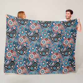 Manta Polar Patrón de impresión paisley tradicional azul y roj