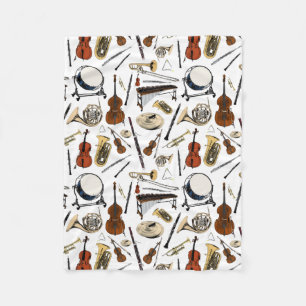 Manta Polar Patrón de instrumentos de orquesta