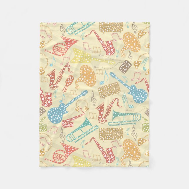 Manta Polar Patrón de instrumentos musicales abstractos colori (Anverso)