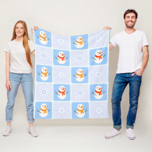 Manta Polar Patrón de invierno de snowman y copos de nieve