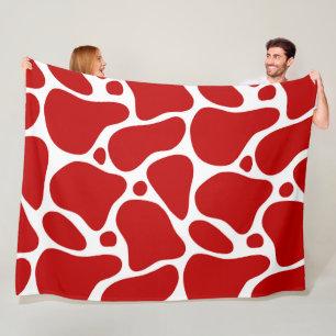 Manta Polar Patrón de jirafa abstracta en rojo y blanco
