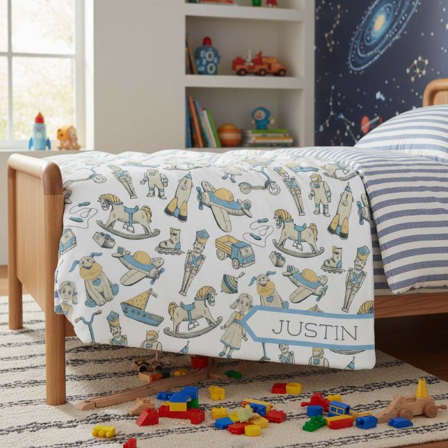 Manta Polar Patrón de juguete de época azul/amarillo ID783 (Subido por el creador)