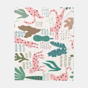 Manta Polar Patrón de jungla, huella de leopardo, vintage.