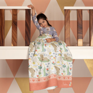 Manta Polar Patrón de Koala lindo con nombre de niña pequeña e