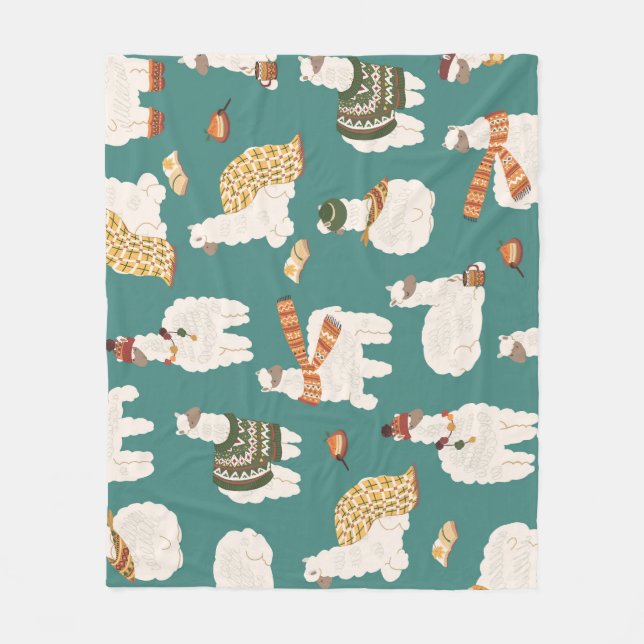 Manta Polar Patrón de la montaña Llama Sweater Seamless. (Anverso)