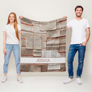 Manta Polar Patrón de Libros Abiertos Cutos Personalizado