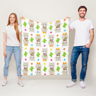 Manta Polar Patrón De Llamas, Llamas Cutas, Alpacas, Cactus