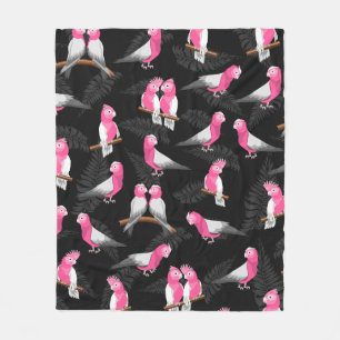 Manta Polar Patrón de loro de galas rosa y púrpura