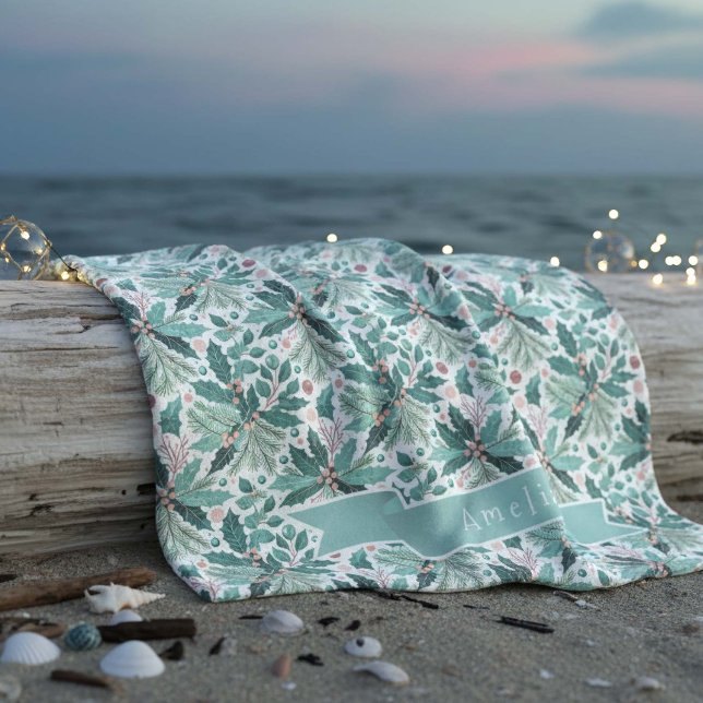 Manta Polar Patrón de los Navidades verde azulados Holly Berri (Subido por el creador)