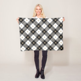 Manta Polar Patrón de lumberjack blanco negro