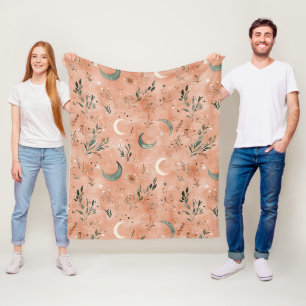 Manta Polar Patrón de Luna Floral Celestial Boho (4)